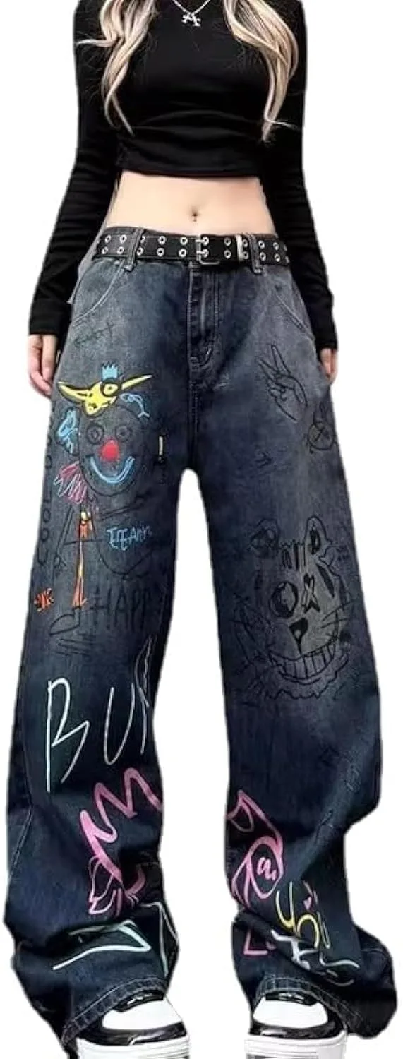 

Унисекс джинсы baggy в стиле граффити, grunge, high waist, vintage grhaat