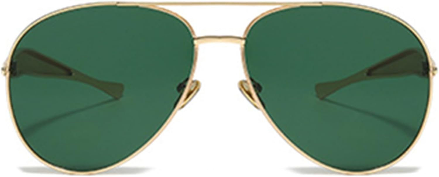 

bullabulling Ретро большие квадратные солнцезащитные очки для женщин и мужчин, винтажные очки-пилот, классические большие металлические солнцезащитные очки, Gold Green