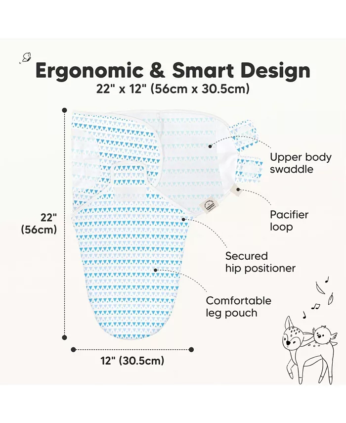 3pk Soothe Baby Swaddle, органические спальные мешки-пеленки для младенцев, спальный мешок-пеленка для новорожденных и малышей Keababies, серый — фото 2