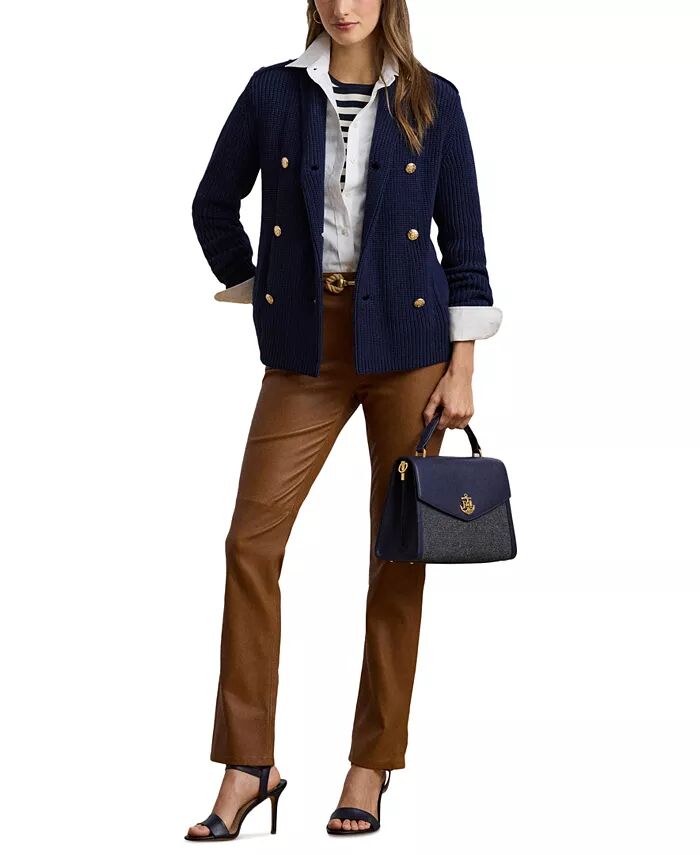 

Маленькая сумка из кожи и холста Farrah Lauren Ralph Lauren, синий
