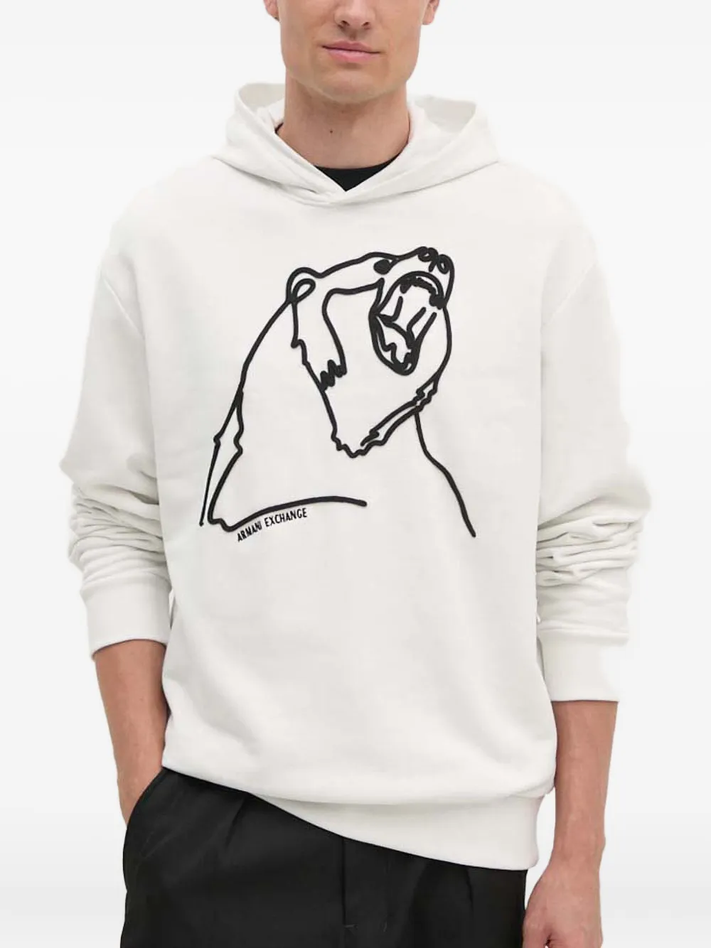

Худи с вышивкой в виде медведя Armani Exchange, белый