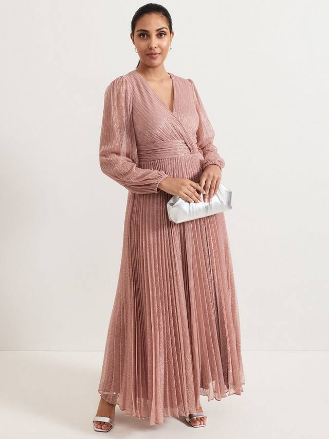 

Миниатюрное плиссированное макси-платье harper shimmer Phase Eight, цвет Pale Pink