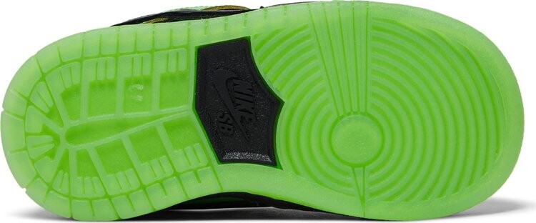 Кроссовки The Powerpuff Girls x Dunk Low Pro SB QS TD 'Buttercup', зеленый — фото 4