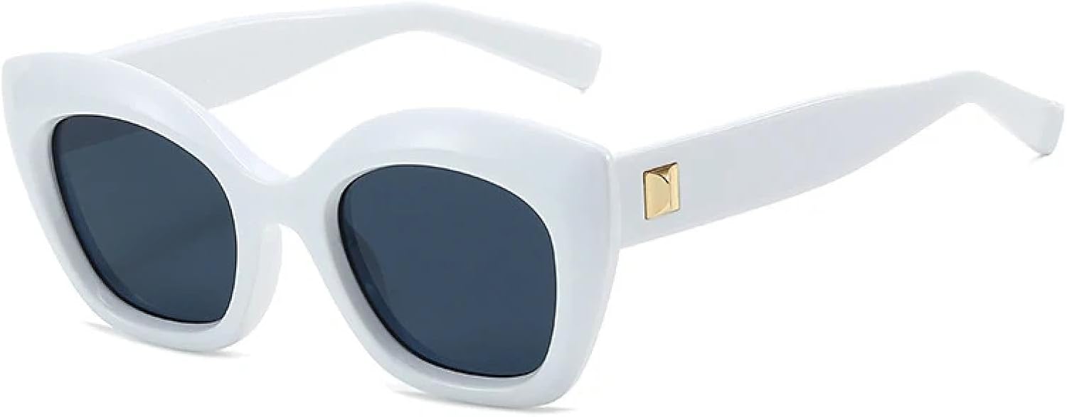 

Модные солнцезащитные очки «кошачий глаз» желейного цвета для женщин, ретро-очки с заклепками для мужчин, очки с леопардовым принтом, солнцезащитные очки UV400 WNCKSQ, White Gray