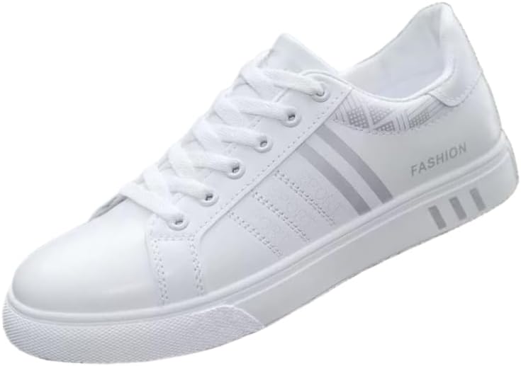 

Мужские низкие кроссовки - белые на шнуровке, дышащий верх из ПУ и мягкая подошва из ПВХ, для всех сезонов, для спортзала, повседневной носки и активного отдыха Clolinde