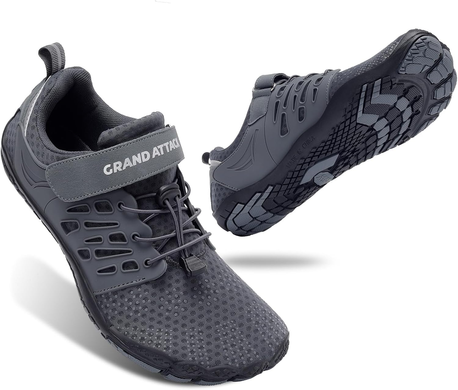 

Мужские кроссовки Grand Attack для ходьбы, Минималистичные кроссовки для кросс-тренинга, Подошва с нулевым перепадом высоты, Широкий носок, серый