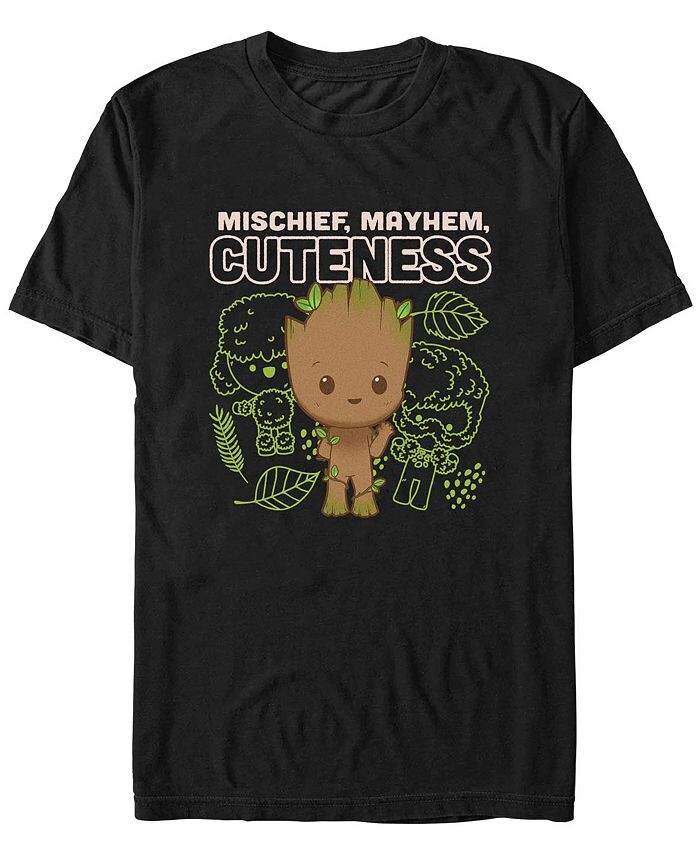

Мужская футболка с короткими рукавами из фильма Marvel I am Groot Cute Groot Linework Fifth Sun, черный