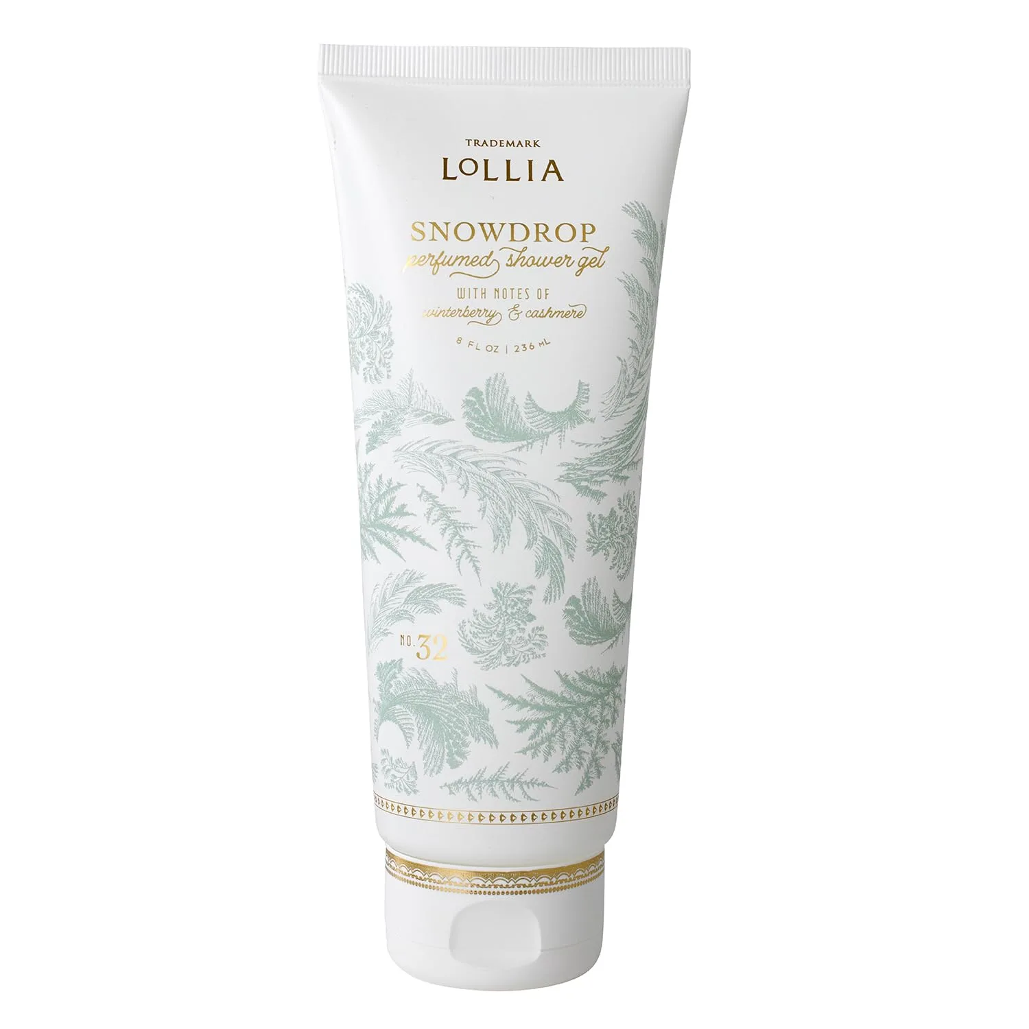 Гель для душа LOLLIA Snowdrop, 236 мл, аромат зимних ягод и кашемира, роскошное увлажняющее мыло для тела с маслом ши, нежное и расслабляющее., gold