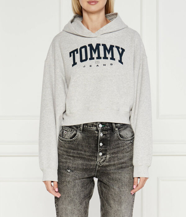 

Толстовка женская Tommy Jeans короткая с логотипом, серый
