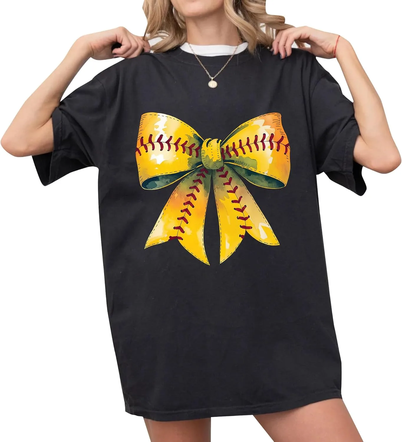 Футболка для мамы бейсболистки, Coquette Softball Tee
