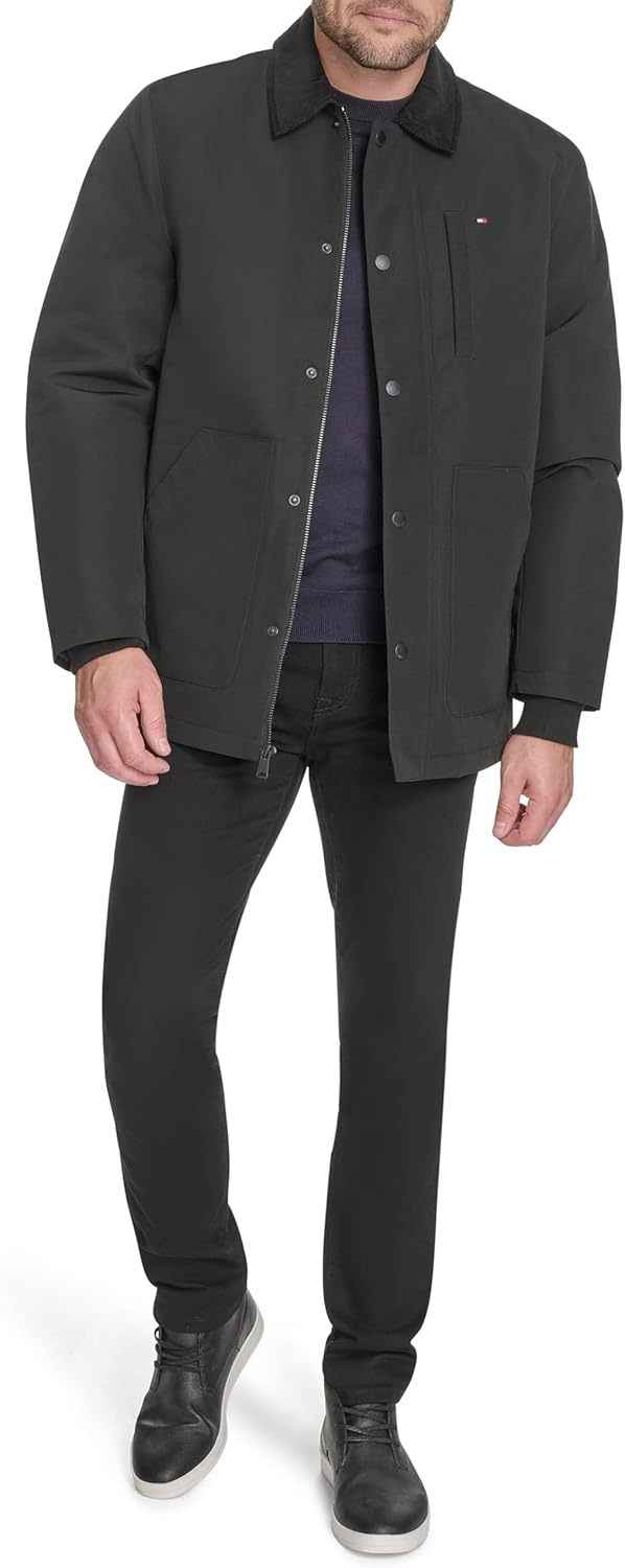 Мужская куртка Tommy Hilfiger Barn с вельветовым воротником, Black — фото 2