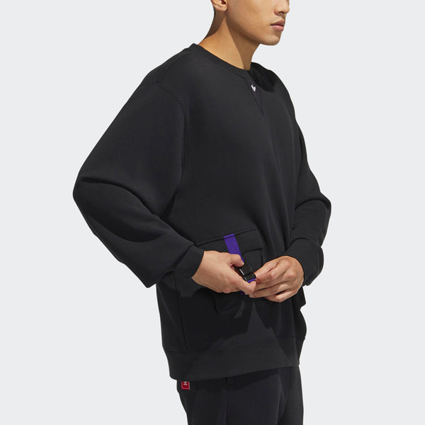 Толстовка originals series cny crew casual sports round neck pullover black Adidas, черный — фото 4