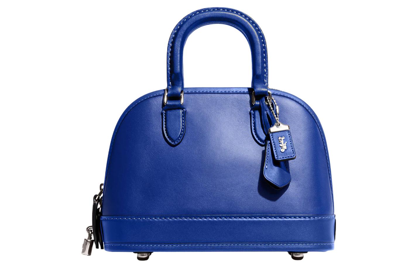 

COACH Кожаная наплечная сумка через плечо дамская среднего размера синяя