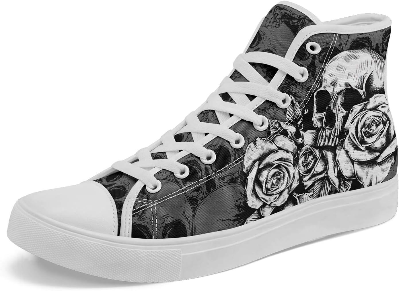 

Крутые кастомные унисекс кеды с черепом для женщин, стильный дизайн, черные холщовые туфли, классические кроссовки на шнуровке, модная уличная обувь Coolcustomize