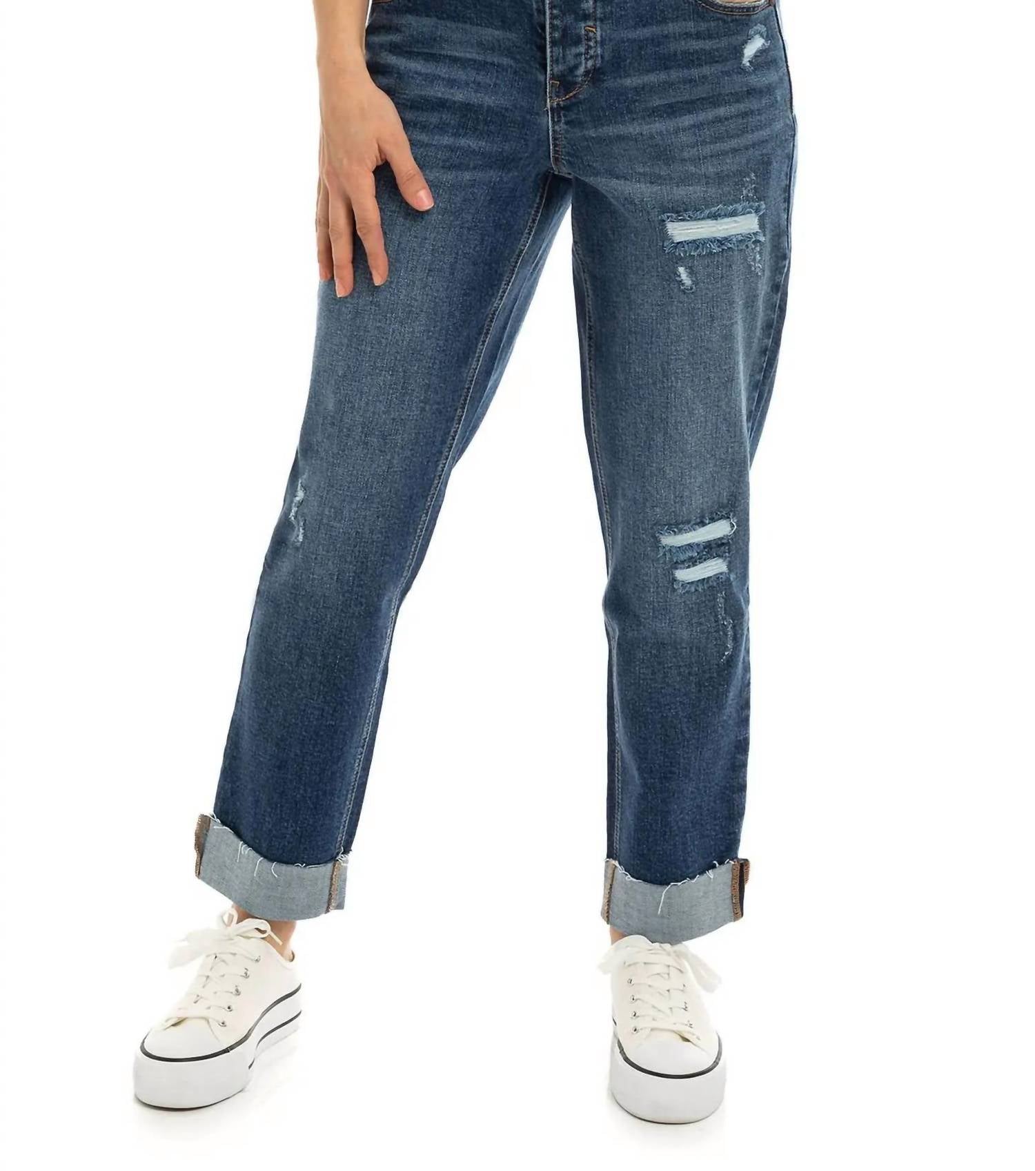 

Джинсы-подружки Addy Mid Rise Cuffed Girlfriend Jeans, цвет Medium Wash 1822 Denim