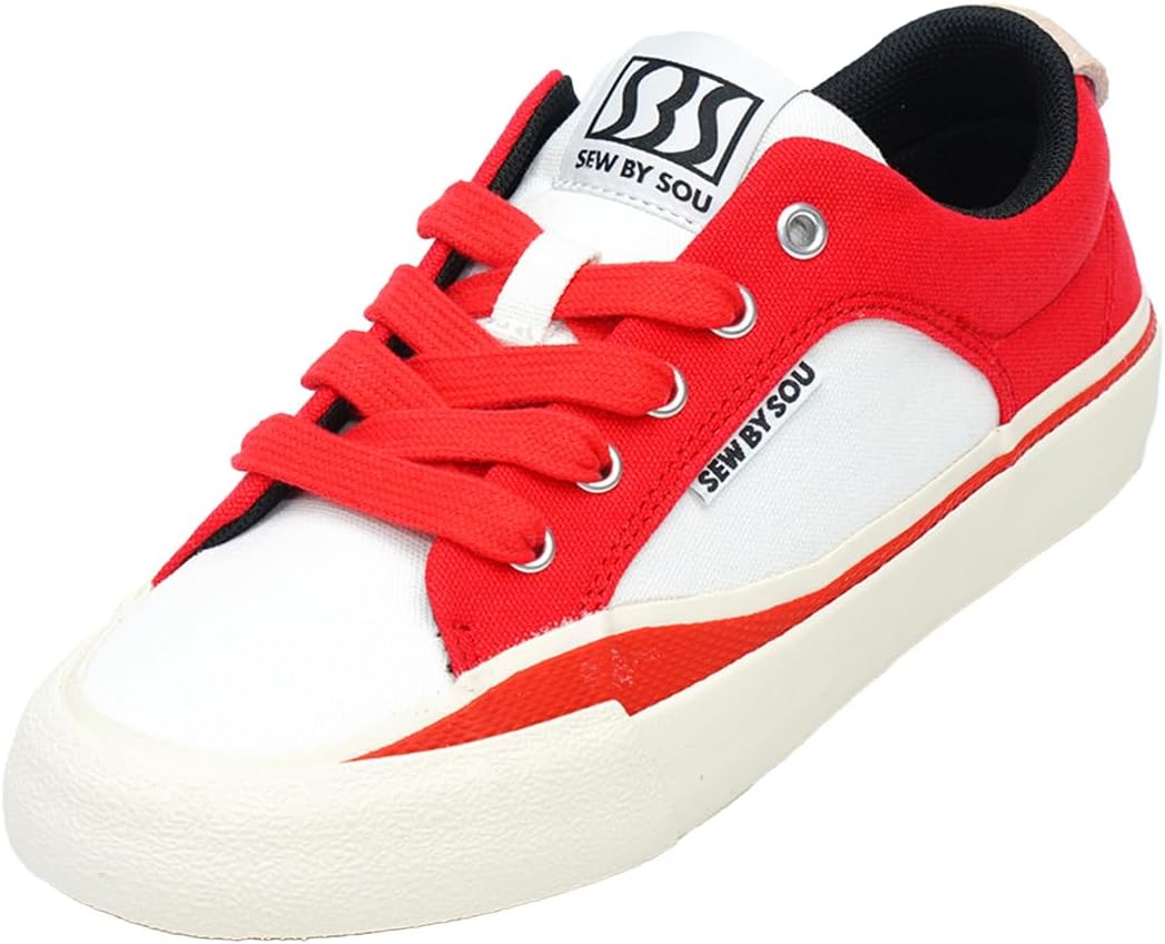 

Кеды для скейтборда для детей и подростков с противоскользящей подошвой, низкие скейт-кеды профессиональной модели с амортизирующими свойствами Sew By Sou, белый/красный