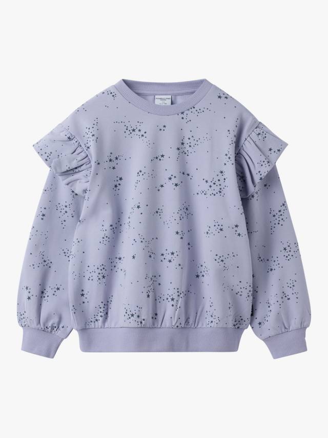 

Детский хлопковый свитер с рюшами на плечах Polarn O. Pyret, Sweet Lavender