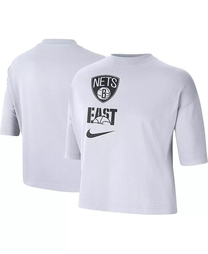 

Женская белая футболка свободного кроя Brooklyn Nets Essential Nike