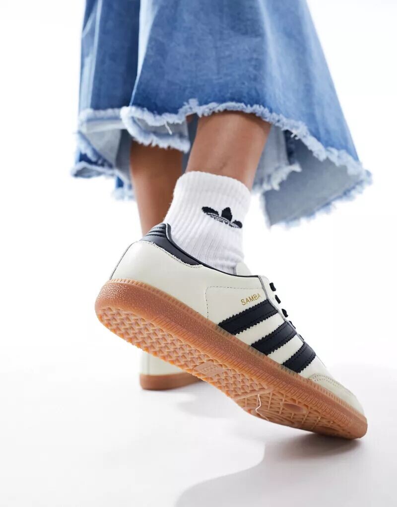 Кремовые и черные кроссовки adidas Originals Samba OG — фото 3
