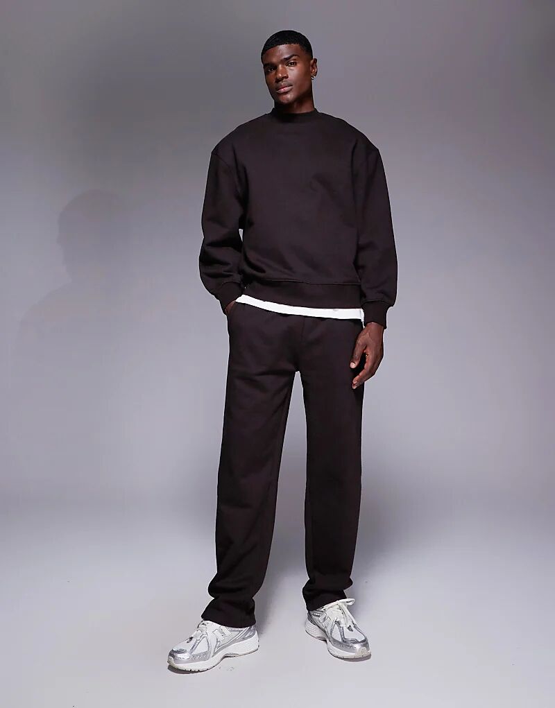 

Премиальные плотные прямые брюки-джоггеры ASOS DESIGN коричневого цвета