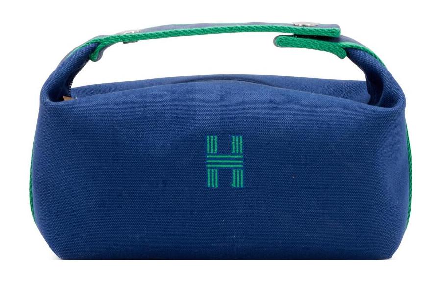 

HERMES Сумка-тубус из холста для косметики унисекс морской синий