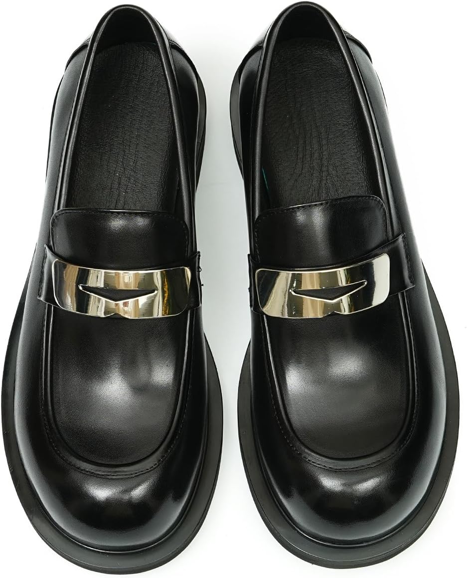 Мужские слипоны Santimon Loafers, формальные лоферы Penny, модные натуральные кожаные с квадратным носком, туфли для выпускного, смокинга, свадьбы, делового и повседневного ношения, легкие туфли для костюма, черный — фото 4