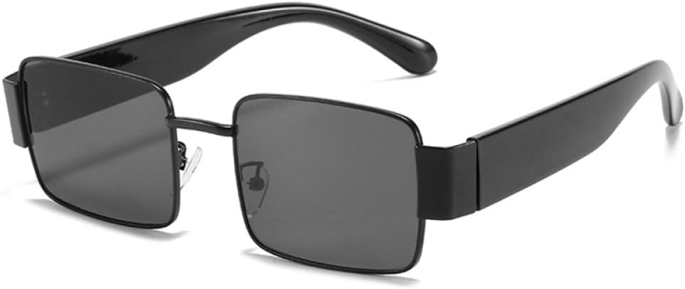 

Винтажные прямоугольные солнцезащитные очки для женщин и мужчин, металлические солнцезащитные очки, очки для водителей, защита от ультрафиолета UV400 generic, Black Grey