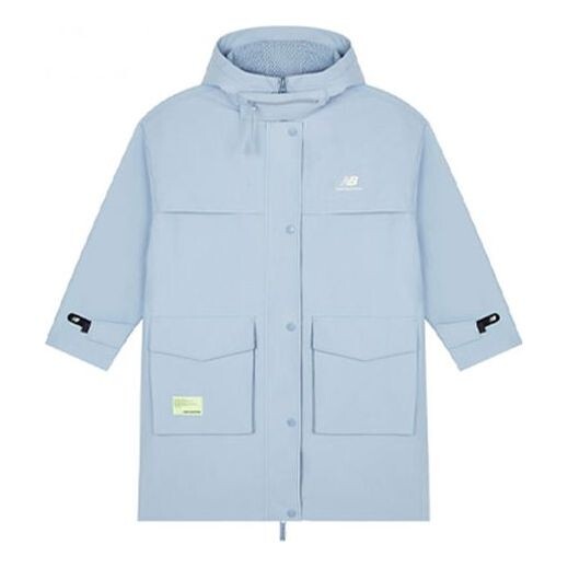 

Куртка с большим карманом, однотонная, с капюшоном, New Balance, синий
