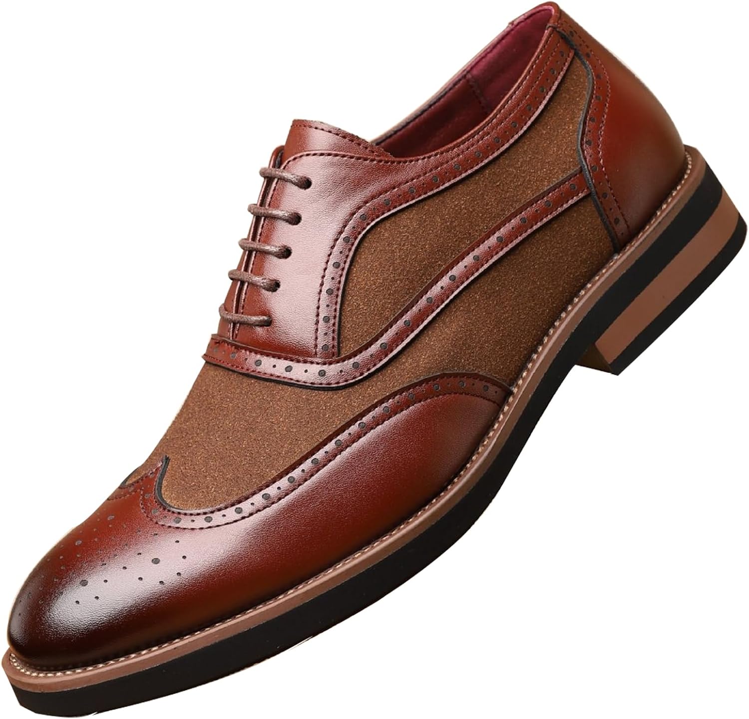 

Мужские оксфорды с крыльями и перфорацией, шнуровка, повседневные дышащие, с мягкой подошвой из искусственной кожи, для делового стиля Tznbgge, коричневый