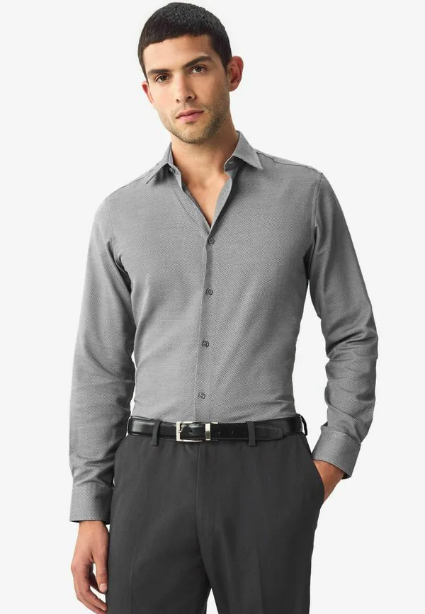 Рубашка с текстурированной отделкой, не требующая особого ухода. Next, Charcoal Grey Texture