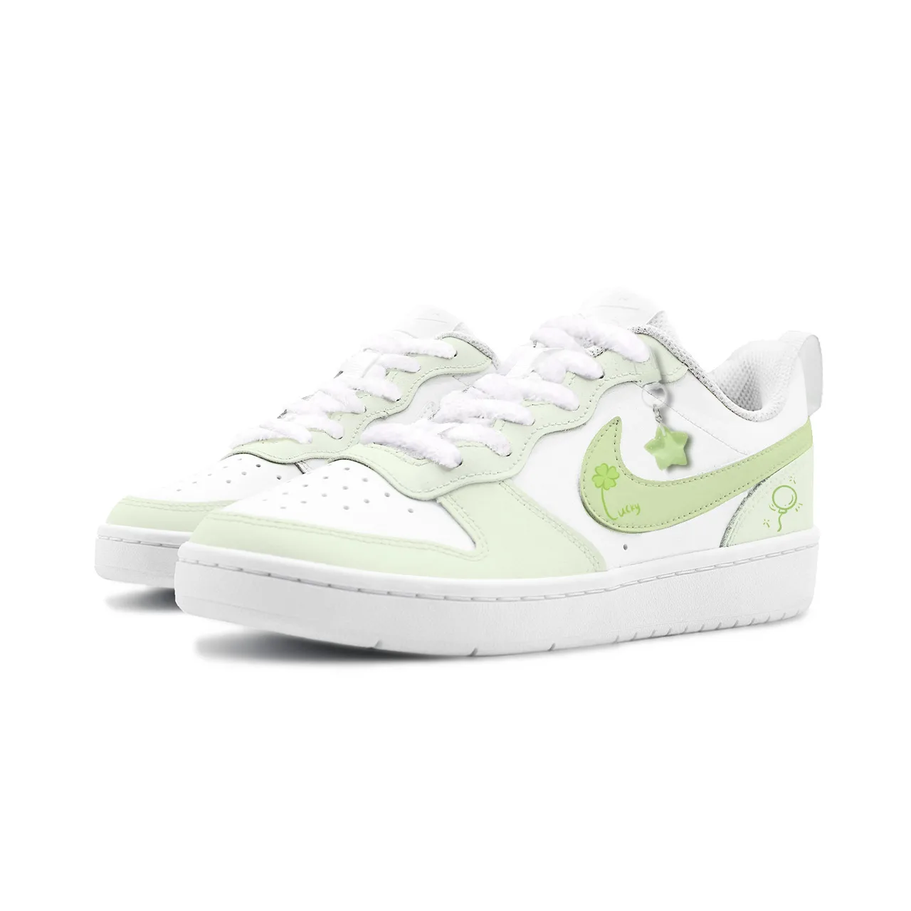 Nike Court Borough Big Fish Manufacturing, Lime Star Whisper Leather Abrasion Resistant Breathable низкий кроссовок — фото 4