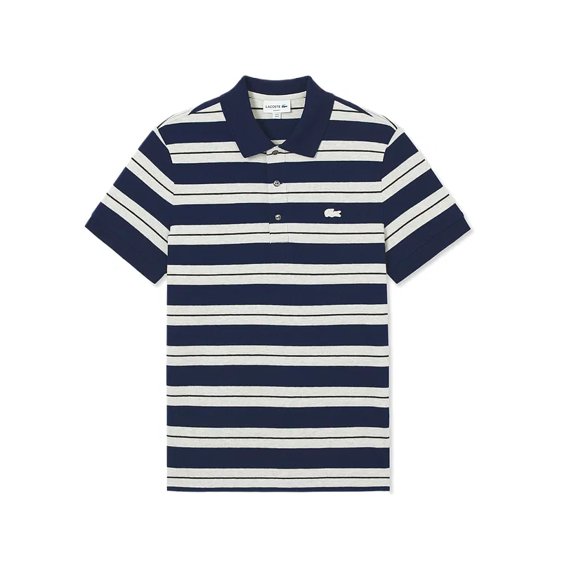 Поло мужское Lacoste, средней посадки, с воротником-поло, темно-синий/темно-синий Stripes/белый