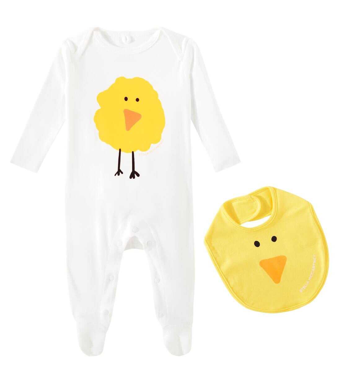 

Детский комбинезон из хлопкового джерси и нагрудник Stella Mccartney Kids, слоновая кость