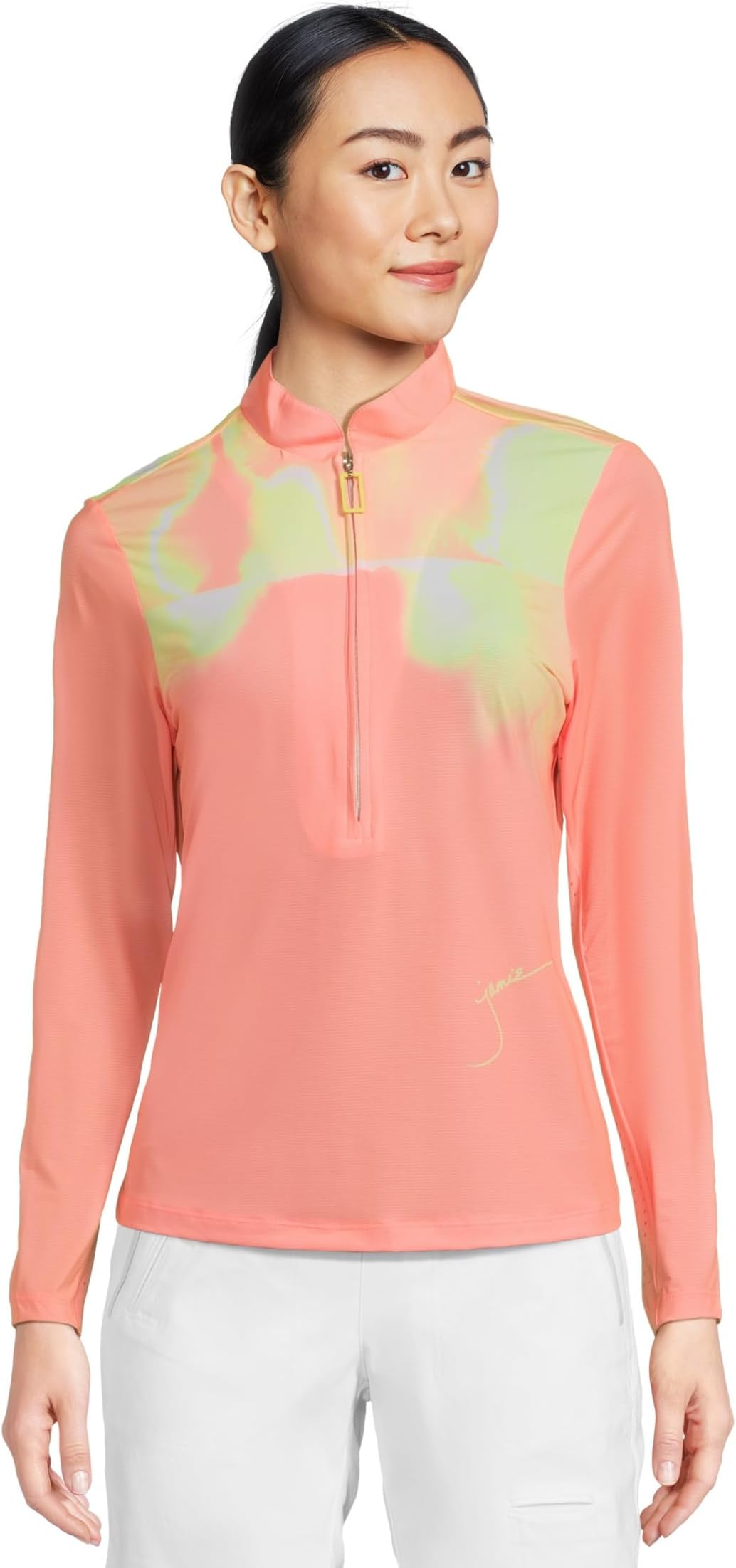 

Женский расклешенный топ Sunsense с длинными рукавами и застежкой-молнией 1/4 Jamie Sadock, Orange