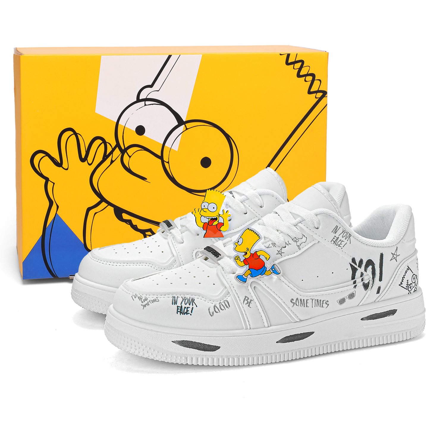 

The Simpsons Кроссовки для скейтбординга унисекс низкие разноцветные бело-красные бело-черные белые (улучшенная версия), цвет White (Upgraded)