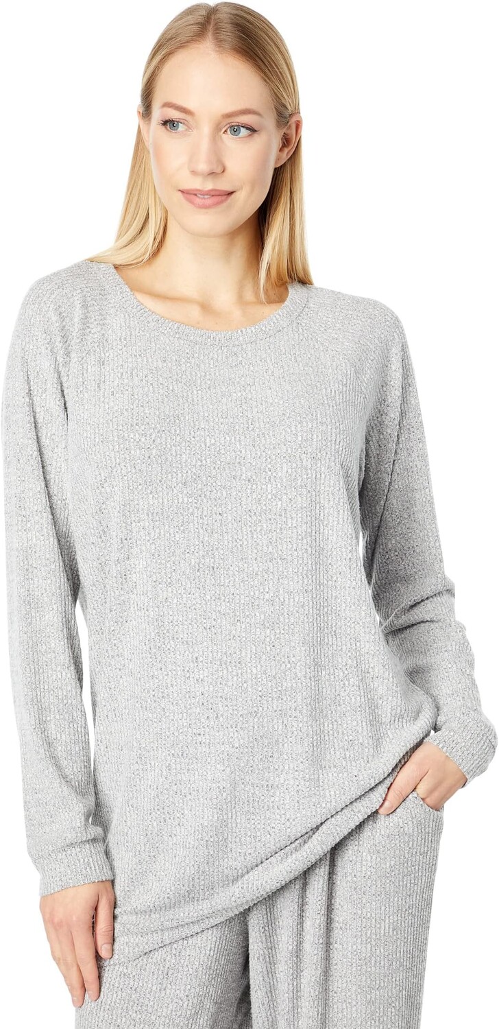 

Футболка bobi Los Angeles Brushed Heather Rib Long Sleeve Raglan Tunic, цвет Dark Grey