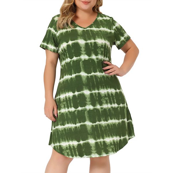 

Женское платье миди с V-образным вырезом и короткими рукавами в технике тай-дай Agnes Orinda, Green