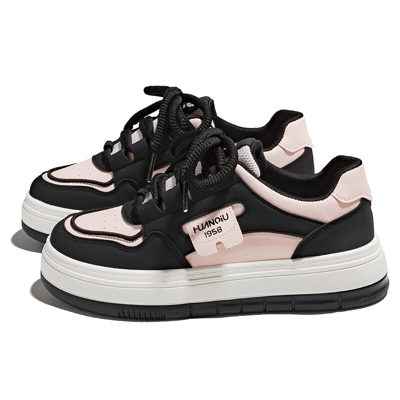 Кроссовки HUANQIU Skateboarding Shoes Women's Low-top Pink, черный/розовый — фото 3