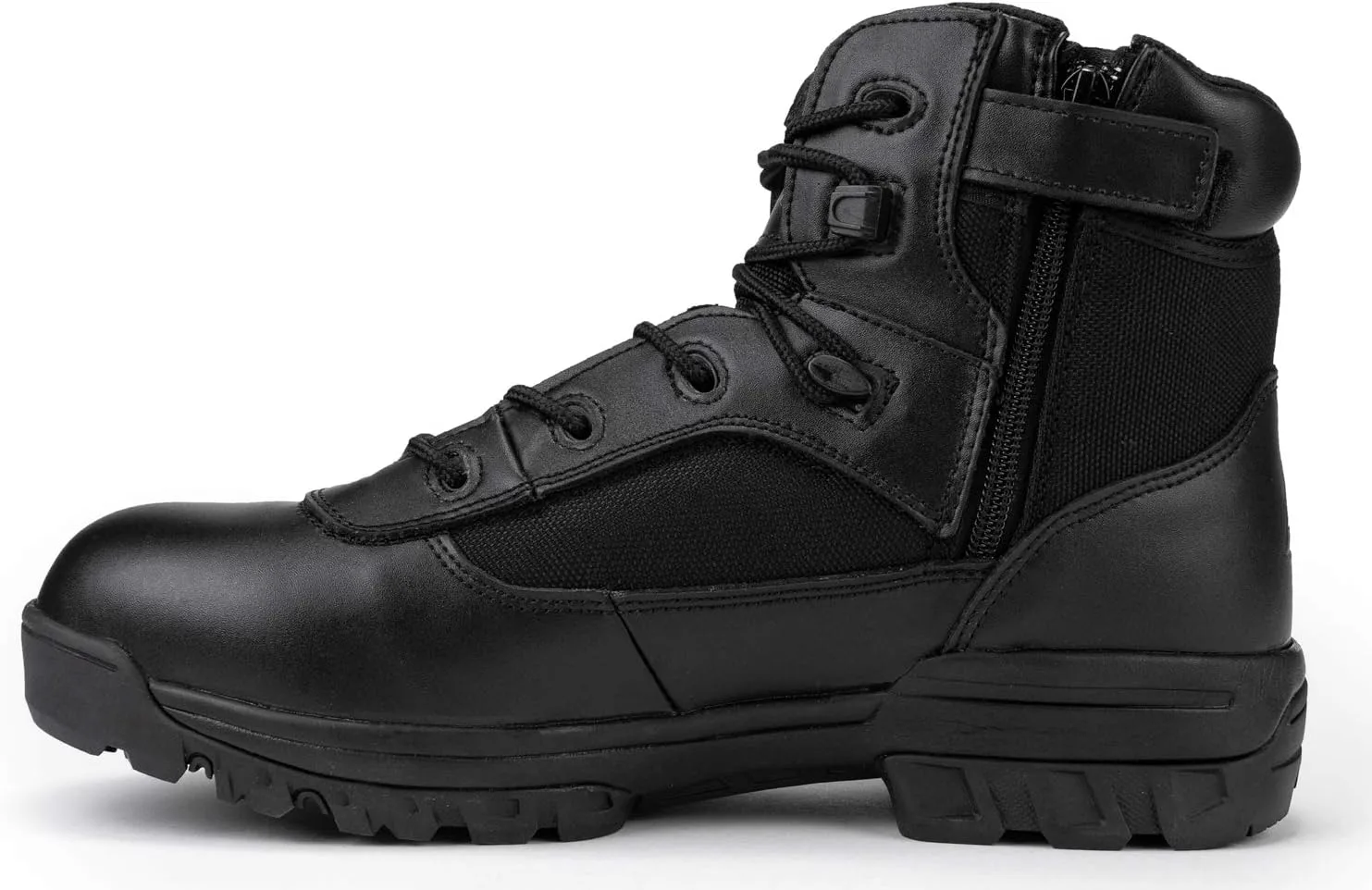 

Мужские черные военные тактические рабочие ботинки RYNO GEAR, подкладка CoolMax, боковая молния, кожаные мотоциклетные ботинки с противоскользящей подошвой для походов и боя