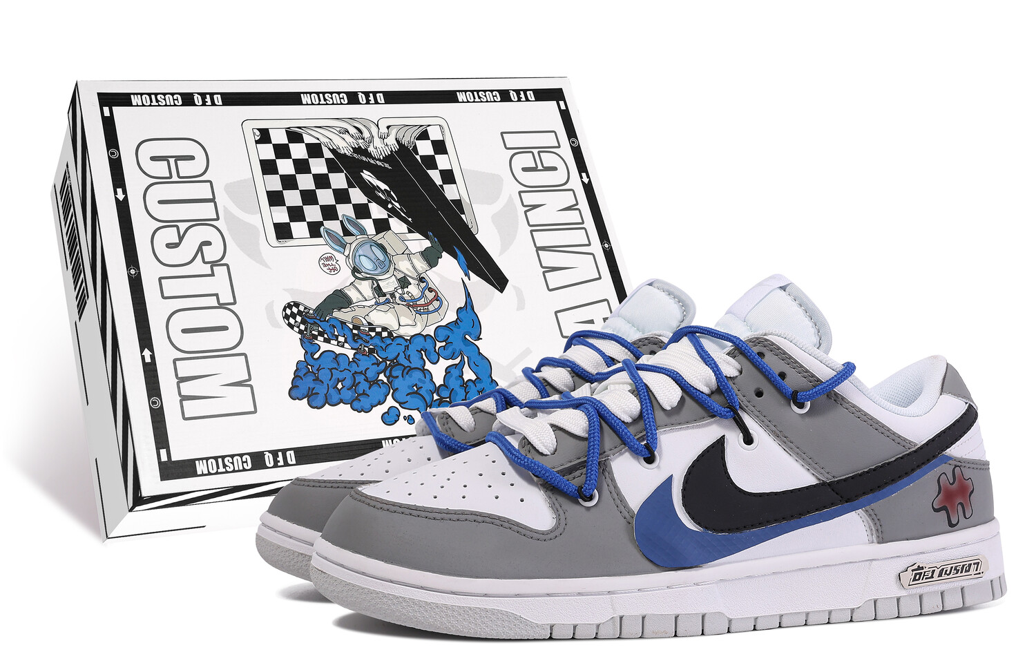 

Кроссовки для скейтбординга Dunk мужские низкие серые/синие/белые Nike, Синий, Кроссовки для скейтбординга Dunk мужские низкие серые/синие/белые Nike