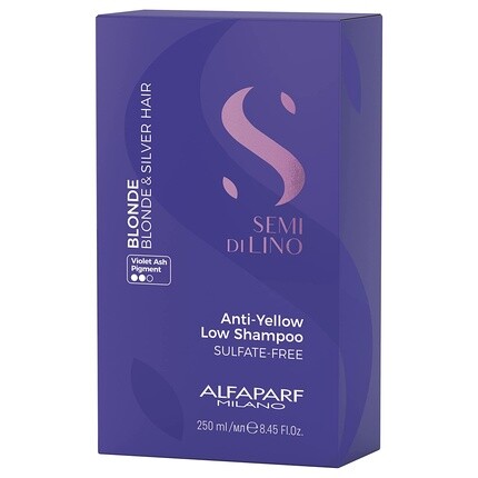 Semi Di Lino Blonde Anti-Yellow Low Shampoo для светлых платиновых и серебристых волос — фиолетовый шампунь без сульфатов — корректирует медный оттенок, Alfaparf Milano — фото 3