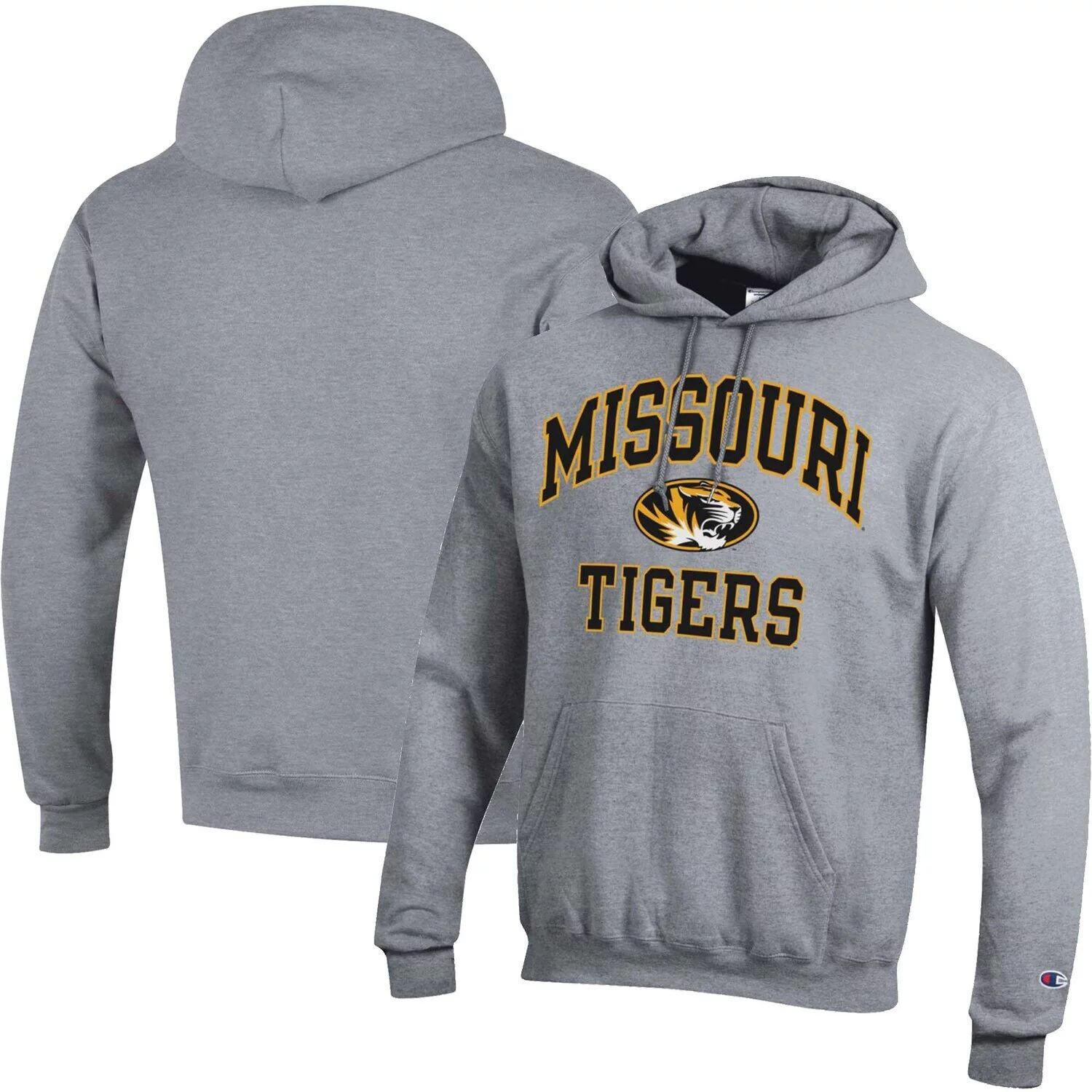 

Мужской пуловер с капюшоном Heather Grey Missouri Tigers High Motor Champion