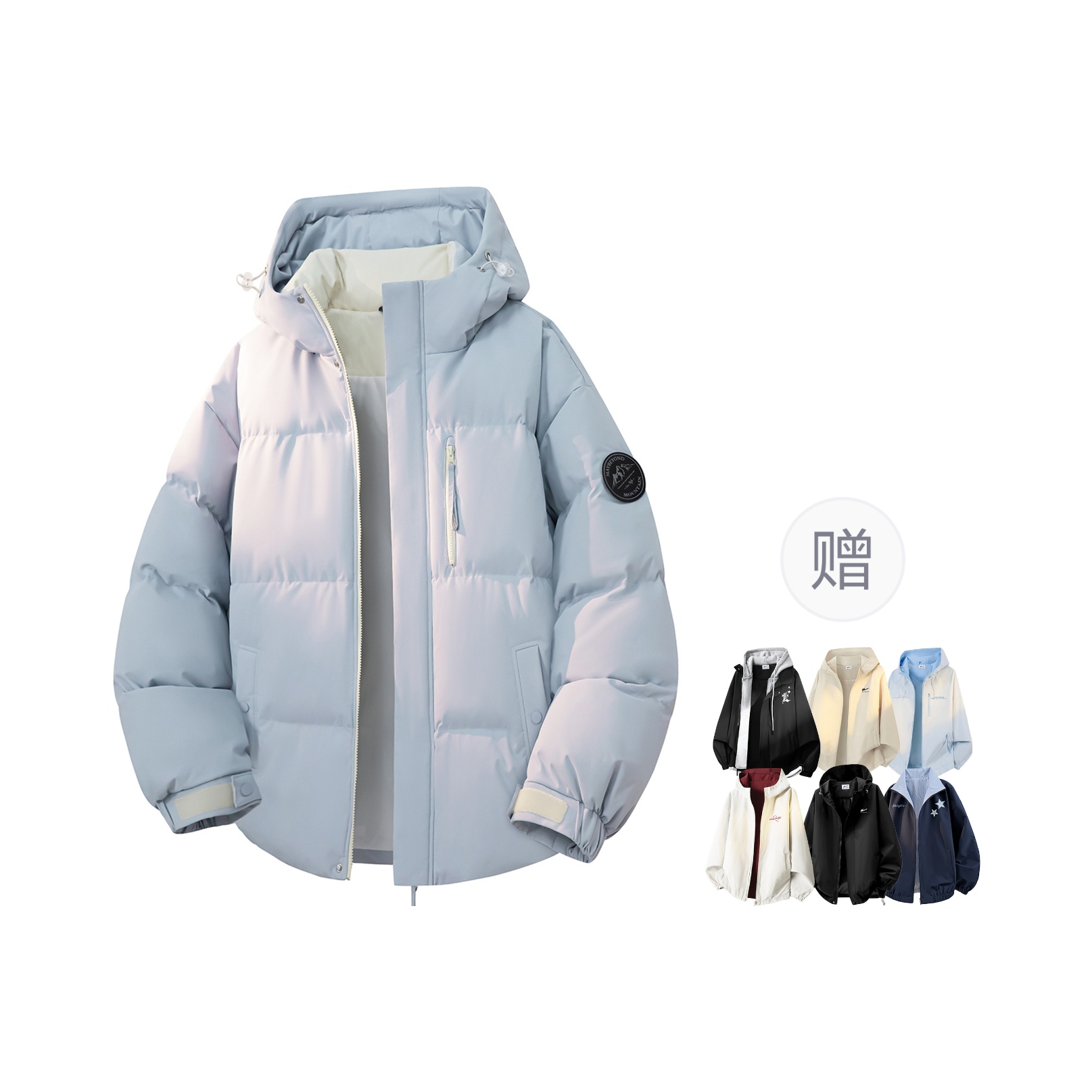 

Пуховик женский с капюшоном утепленный стеганый WARRIOR, morning светло-синий[comes with random jacket]