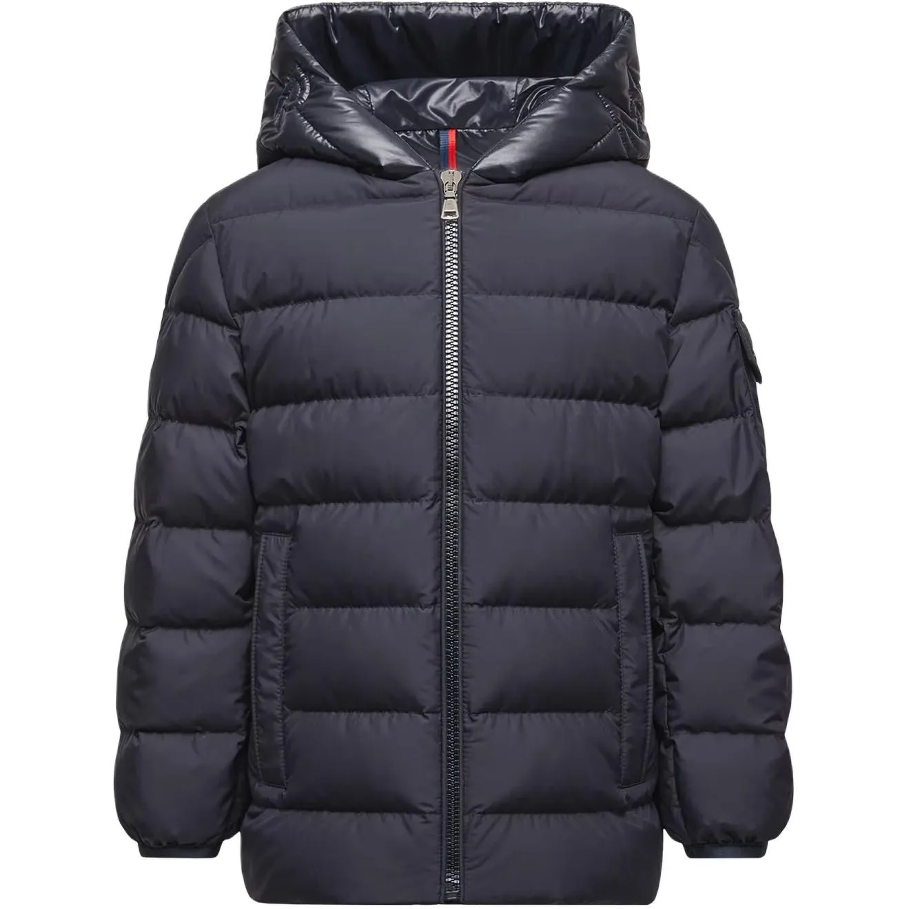 Детская пуховая куртка с капюшоном утепленная Moncler, marine синий
