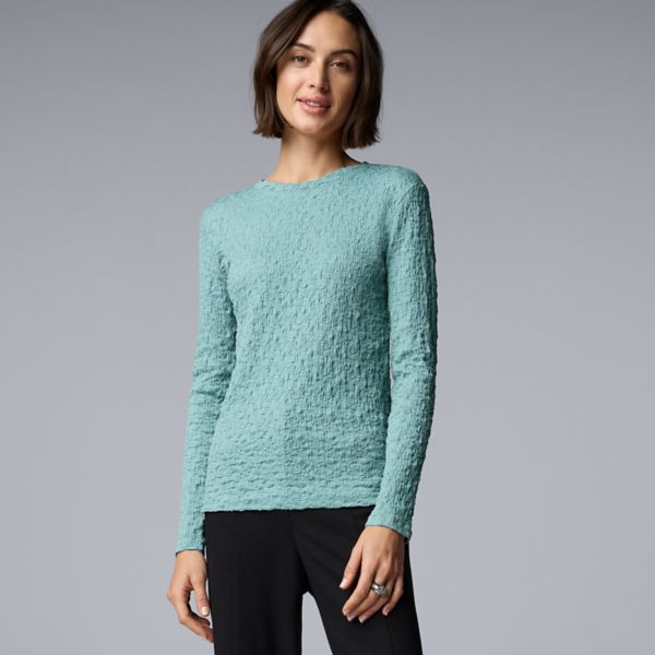 

Женская футболка с длинным рукавом и складками Simply Vera Vera Wang, цвет ocean storm