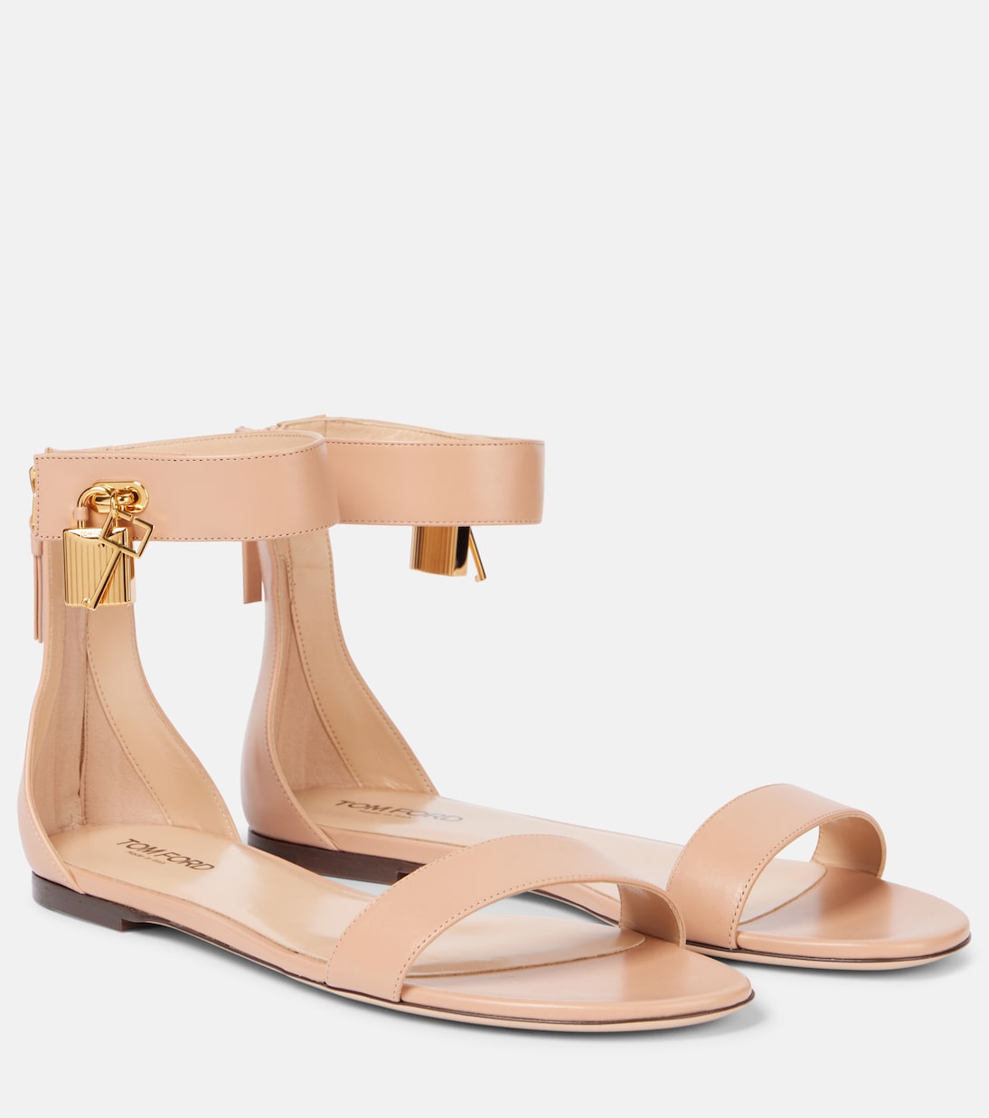 Сандалии из кожи с замком Tom Ford, Flesh