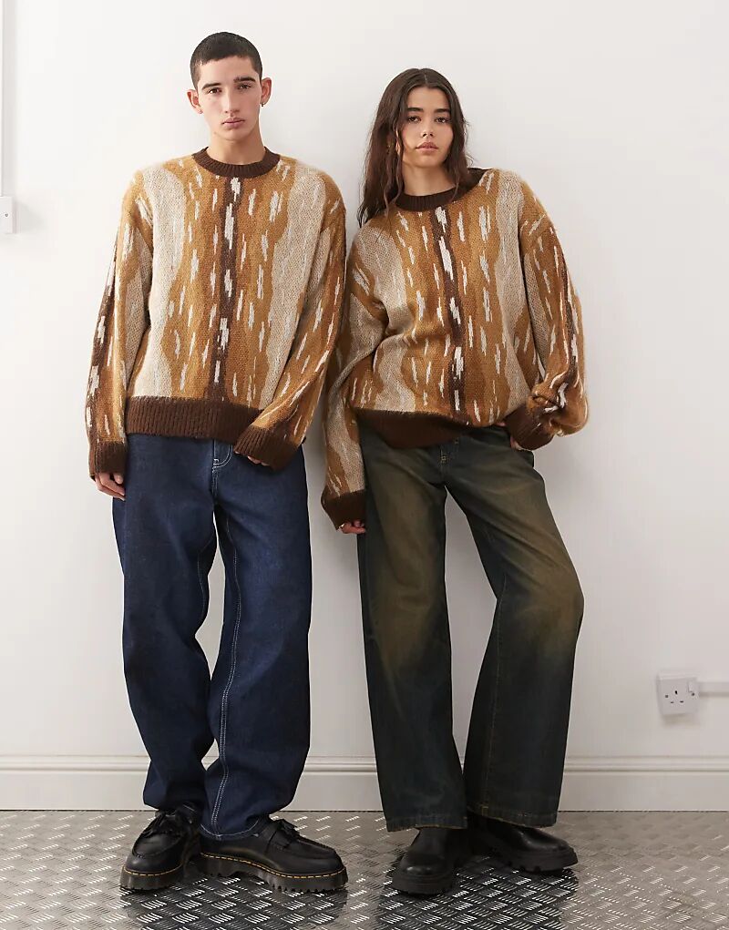 

COLLUSION Унисекс вязаный джемпер с принтом оленя