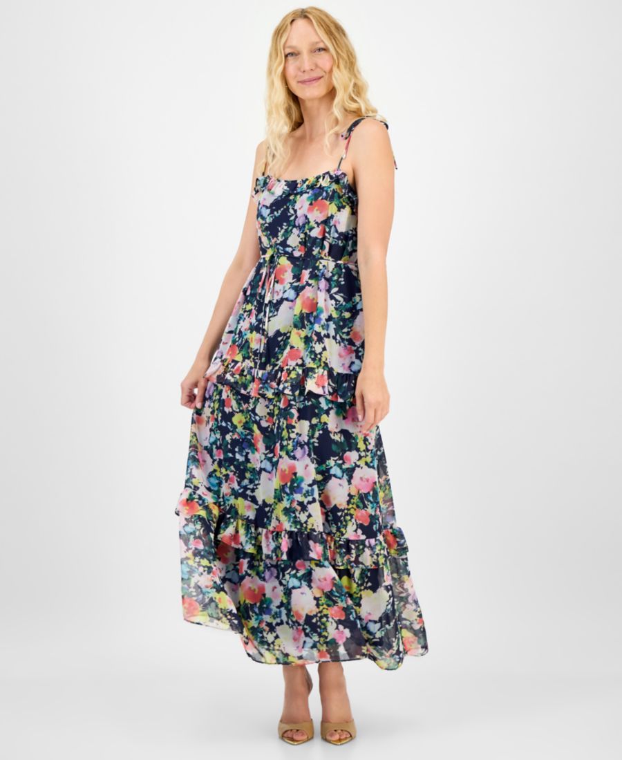 

Женское длинное платье с принтом и завязками на бретелях julia jordan, Navy Multi