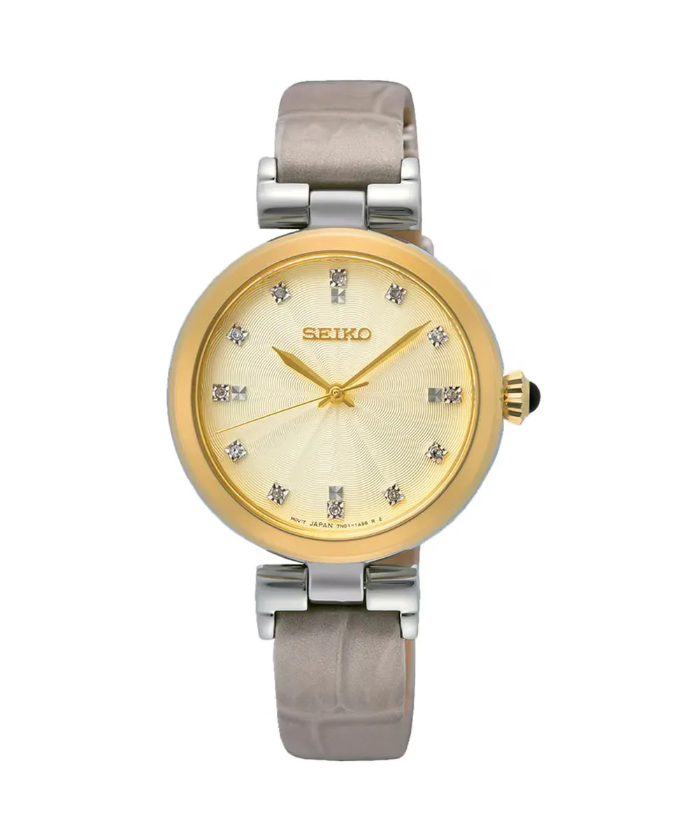 

Женские женские часы SRZ546P1 из кожи и коричневого ремешка Seiko, коричневый