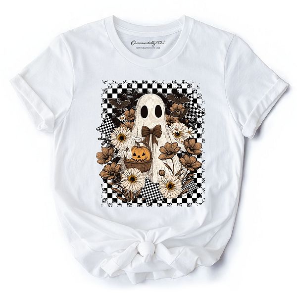 

Ретро футболка с принтом призраков и цветов в клетку Ornamentallyyou, White, Белый, Ретро футболка с принтом призраков и цветов в клетку Ornamentallyyou, White